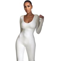 Wholesale Women s Jumpsuits Rompers Spring Autumn Women Long Sleeve Sexy Female One Piece Slim Hip Push Up Outfits Brown Black White Bodycon Ju