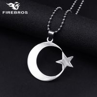 Wholesale yutong FIREBROS Stainless Steel Crescent Moon Star Necklace Men Women Spiritual Islamic Muslim Amulet Pendant Turkish Religious Jewelry