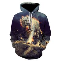 Wholesale Fashion men s and women s animal print D lion head Hoodie for traps