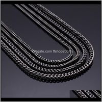 Wholesale Chains Necklaces Pendants Jewelry4 Mm Titanium Stainless Steel Tennis Necklace For Men Gun Color Vintage Link Chain Jewelry Drop Delivery