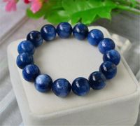 Wholesale 15mm Big Genuine Natural Blue Kyanite Cat Eye Gem Stone Crystal Round Beads Bracelet Power Stretch For Women And Men Beaded Strands