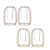 Wholesale Clear Glass Vases With Iron Frame Centerpiece Vase Plants Display Holder for Office Home Decor In