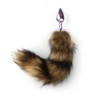 Wholesale Nxy Anal Toys Silicone Metal Purple Black Pink Beads Brown Fox Tail Butt Plug Role Play Flirting Fetish Erotic Ass Sex Anus Toy for Women