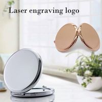 Wholesale Mirrors Double sided Folding Metal Cosmetic Pocket Mirror Compact Vanity Simple Circular Beauty Logo Custom Gift Small