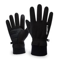 Wholesale Men Winter Padded Thickening Warm Touch Screen Gloves Anti slip Cycling Double sided Polar Fleece Glove