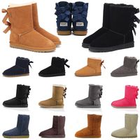 Wholesale 2021 australian winter snow boots for women and girls ladies red black Purple bow chestnut brown classic mini short booties woman designer wgg casual boot shoes