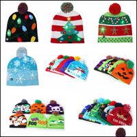 Wholesale Caps Hats Aessories Baby Kids Maternity Styles Led Halloween Christmas Knitted Baby Winter Warmer Beanies Crochet Pumpkin Cartoon Part