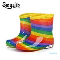 Wholesale Children Rain Boys Girls Jelly Shoes Boots Rainbow Colorful Boot Toddler Spring Autumn Fashion Rubber Rainboots