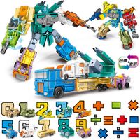 Wholesale Magic Numbers Creative Blocks Assembling Educational Action Figure Transformation Robot Deformation English Letter Toys