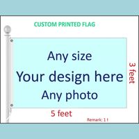 Wholesale Banner Flags Festive Party Supplies Home Garden X5 Feet Custom Flag And Any Logo Color D Polyester Digital Printing W Shaft Er Gromme
