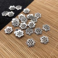 Wholesale Charms Jewelry Making Supplies Charms Bead End Caps Findings Flower Shape Silver Color x12x2mm DIY Clip Earring Accessories