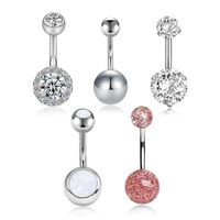 Wholesale Navel Bell Button Rings Women Stainless Steel Body Piercing Chakrabeads Round Belly Creative Protein Zircon Crystal Diamond Rose Gold jllHhC