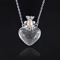 Wholesale 1PC Clear Heart Bottle Essential Oil Pendant Murano Glass Perfume Necklaces Stainless Steel Chain Perfumes For Women