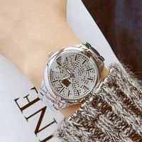 Wholesale Bs Bee Sister Big Dial Watches Woman Crystal Silver Ladies Wrist Rhinestone Bracelet Wristwatch Clock Wristwatches