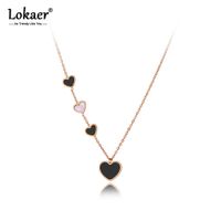 Wholesale Lokaer Women s Stainless Steel Necklace piece Set Heart Pendant Neck Zipper Fashion Jewelry Acrylic N20226