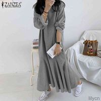 Wholesale Fashion Solid Hoodies Dress Women Fishtail Sundress Pullovers Long Sleeve Maxi Female O Neck Robe Plus Size Casual