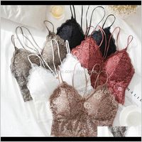 Wholesale Gym Clothing Women Strappy Sexy Lingerie Tops Floral Sheer Lace Bralette Padded Bra Crop Top Underwear Sex Sportswear Female Sports Br O76Tk