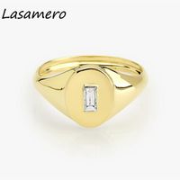 Wholesale Cluster Rings LASAMERO Baguette Cut CT Oval Shape Solitaire Natural Diamond k Gold Rock Punk Ethnic Ring Signet Luck Stack pc
