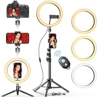 Wholesale RGB Selfie Ring Light Circle LED Fill Light Dimmable Lamp Trepied Makeup Photography RingLight Phone Stand Holder Tripod