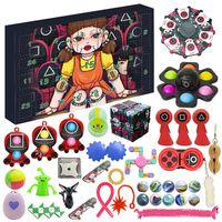 Wholesale Squid Game Custom Sile Sensory Toy Popping Halloween Xmas Christmas Fiet Toy Set Advent Calendar For Kids Prent