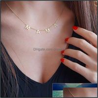 Wholesale Chokers Necklaces Pendants Jewelry Mother Gifts Mama Letter For Women Minimalism Stainless Steel Rose Gold Initials Choker Necklace Bff Ch