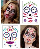 Wholesale Facial makeup Sticker Special Waterproof Face tattoo Day of The Dead Skull Face dress up Halloween Temporary Tattoo Stickers