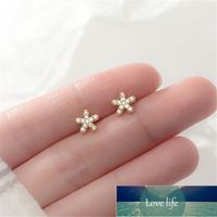 Wholesale 925 Sterling Silver Crystal Flower Stud Earring For Women Girls Kids Party Jewelry Pendientes Accessories eh489
