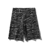Wholesale Black Leopard Print straight tube loose Jeans Shorts For men Street hip hop couple Wear