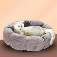 Wholesale Cat Round Soft Winter Sleeping Nest Pet Petal Bed House Plush Cushion Kennel Puppy Doggy Non slip Basket Mat Pad Beds Furniture