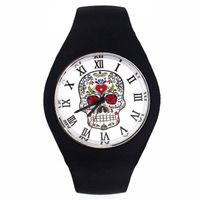 Wholesale Wristwatches Skull Skeleton Ghost Halloween Gift Fashion Men Women Sport Soft Silicone Strap Quartz Wrist Watch