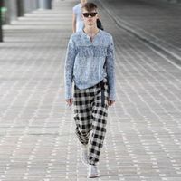 Wholesale Men s Clothing GD Hair Stylist Casual Pants Linen Black and white Grid Knickers Harem Plus Size Singer Costumes