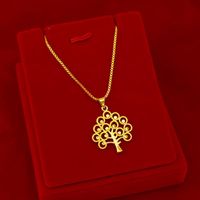 Wholesale Pendant Necklaces Yellow Gold Color Necklace For Women Wedding Statement Jewelry Fashion Delicate Money Tree Clavicle Chain Choker Gifts