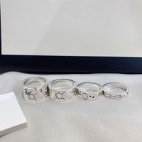 Wholesale Europe America Fashion Men Lady Women Ring Sterling Silver Engraved Skeleton Skull Pattern Initials Wide and Narrow Lovers Rings Size US5 US11