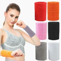 Wholesale Wrist Support Unisex Terry Cloth Cotton Sweatband Sports Tennis Yoga WristBand Arm Sweat Absorb Sleeve Towel Band Bracers Wrap