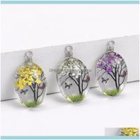 Wholesale Charms Findings Components Jewelryfashion Design Time Gems Dried Pendant For Necklaces Earring Glass Oval Forever Flower Terrarium Charm D