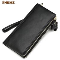 Wholesale Wallets Business Genuine Leather Multi function Men s Clutch Wallet Casual Simple Natural Real Cowhide Zipper Card Holder Coin Purse