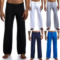 Wholesale Men s Casual Wide Leg Loose Pants Spring Summer Cooling Fabric Trousers Gentleman Solid Mid Waist Sweatpants Loungewear