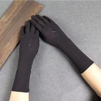 Wholesale Five Fingers Gloves Lady Medium long Thin Elastic Etiquette Summer Women Sunscreen Embroidered Driving Car Accessories