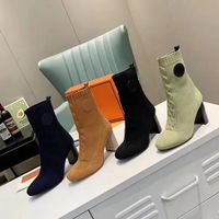 Wholesale 2021 Designer Knitting Women Boots Laureate Sexy Wool Pointed Shoe knight Elastic Force Boot Luxury Thick High Heels Platform Winter Leather Ladies Shoes With Box