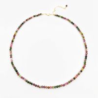 Wholesale Faceted Tourmaline Rainbow Multicolor Gemstones Natural Stones Beaded K Gold Filled Collier Femme Women BOHO Necklace