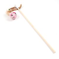 Wholesale Interesting cat toy natural wooden stick home pet maid fishing pole play item rod eco friendly mouse ball