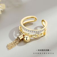 Wholesale European and American Fashion High End Zhenrong Chinese Style Yarn Ball Tassel Open Ring Female Minority Simple Ins Knuckle Ring Index Finge