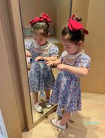 Wholesale Girls Summer European American Style Girl Dress Lace Doll Collar Floral Party Princess Childrens Baby Kids Clothing