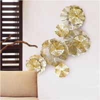 Wholesale Wall Stickers Europe Luxury Gold Wrought Iron Artificial Flower Decoration Crafts Home Background Mural Ornament Wedding Gift Decor