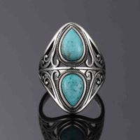 Wholesale 925 Sterling Silver Rings Original Design Vintage Natural Turquoise Ring For Women Men Women Fine Jewelry Gifts