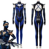 Wholesale Game Mortal Cosplay Princess Kitana Costume Adult Top Pant Outfit Full Set Halloween Carnival Costumes For Women Girl G0925