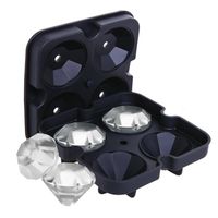 Discount cocktail bar accessories Creative Silicone Cube Moulds Maker Diamond Shape Mold Tray 3D Wine Cocktail Party Ice Molds Bar Accessories Black Color