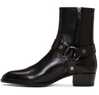 Wholesale Genuine leather Wyatt Harness Boots Shoes Zipper Inside Fashion Men Martin Boot Biker Boost Plus Size Euro