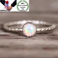 Wholesale Cluster Rings OMHXZJ RR1073 Jewelry European Fashion Fine Woman Girl Party Birthday Wedding Gift Round Opal KT White Gold Ring
