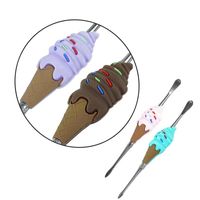 Wholesale Cartoon ice cream Dab tools with bag packaging wax vaporizer pen dabber tool metal parts set accessories for smoking rig tobacco